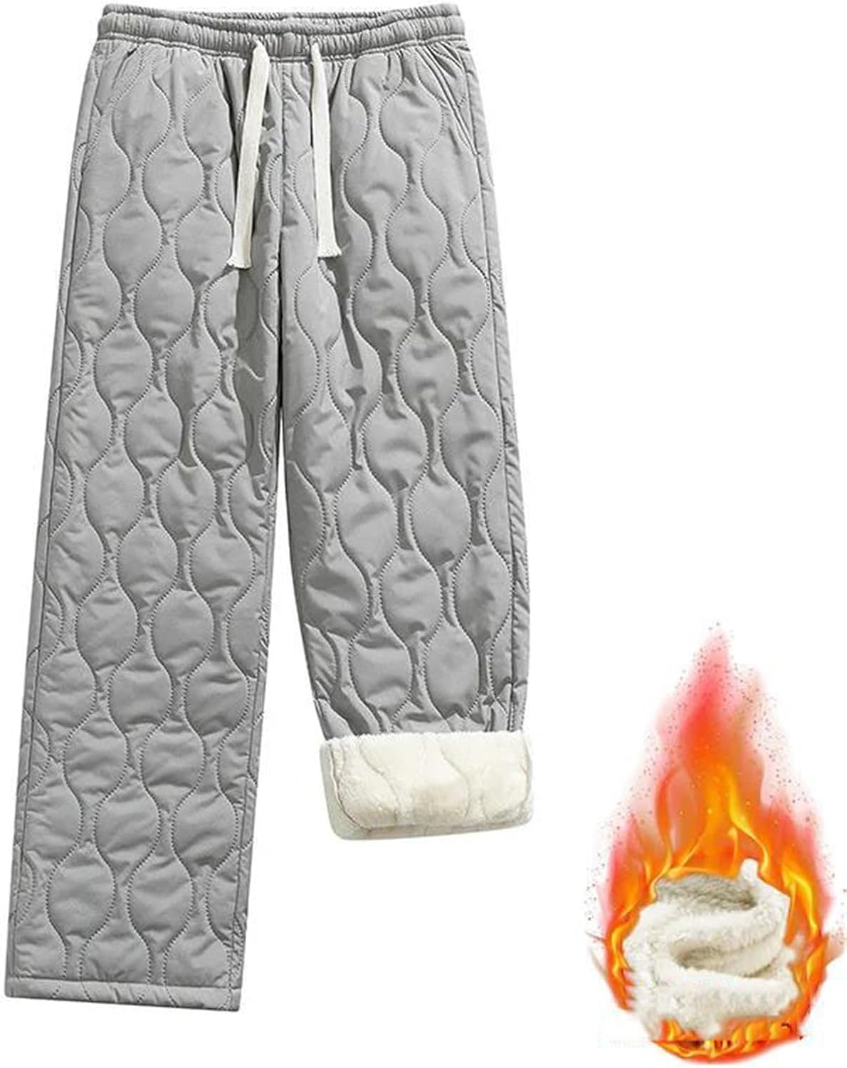 Men's Solid Color Thick Warm Winter Cotton Pants Windproof Casual Loose Sports Large Size Outdoor Thermal Trousers
