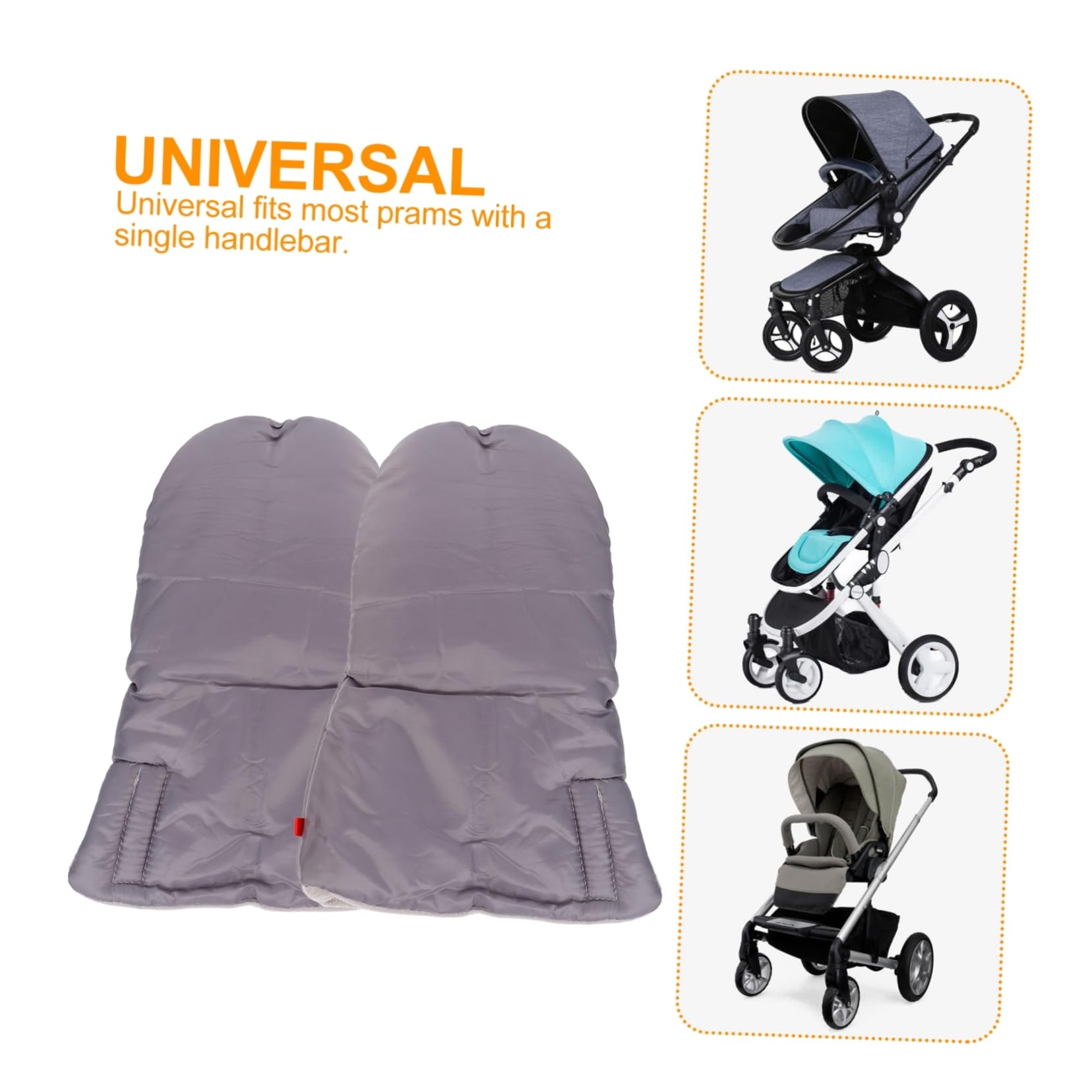 minkissy guantes de manillar viento cálido universal ciclismo acolchado guantes de invierno calentadores de manos para cochecitos guantes de vellón guantes de carro tela oxford Grey