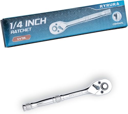 Ryrura Llave de trinquete de 14 de pulgada,Llave de vaso estándar,Liberación rápida de 72 dientes,Característica de trinquete reversible con mango