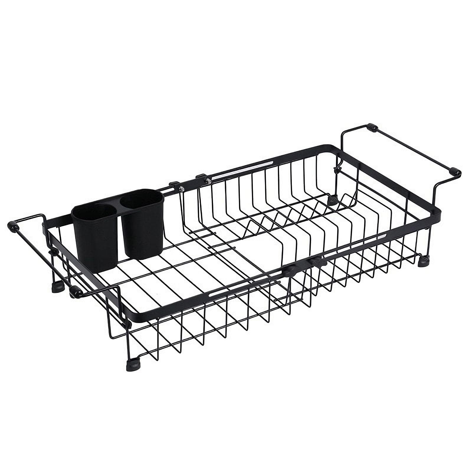 Womanht Black Dish Drainer Rack Expandable Utensil Drying Rack Over The Sink Dish Racks For Kitchen Counter, Stainless Steel Kitchen Drying Rack