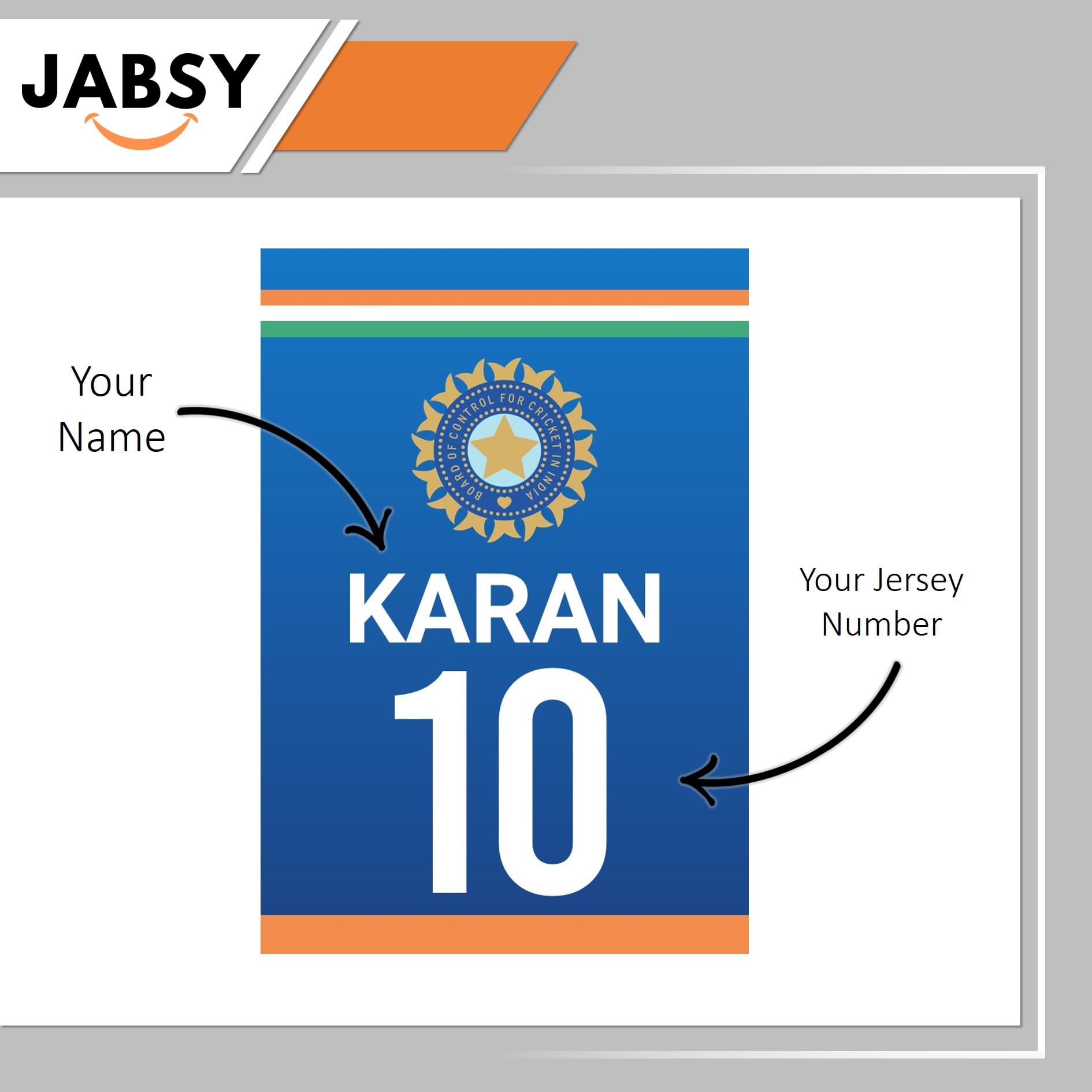 JABSY Personalised Framed Art Print with Your IPL Team Logo, Your Name and Jersey Number for Home Bedroom Office | Wall Frame Gift for Cricket Lover (Team INDIA) 1