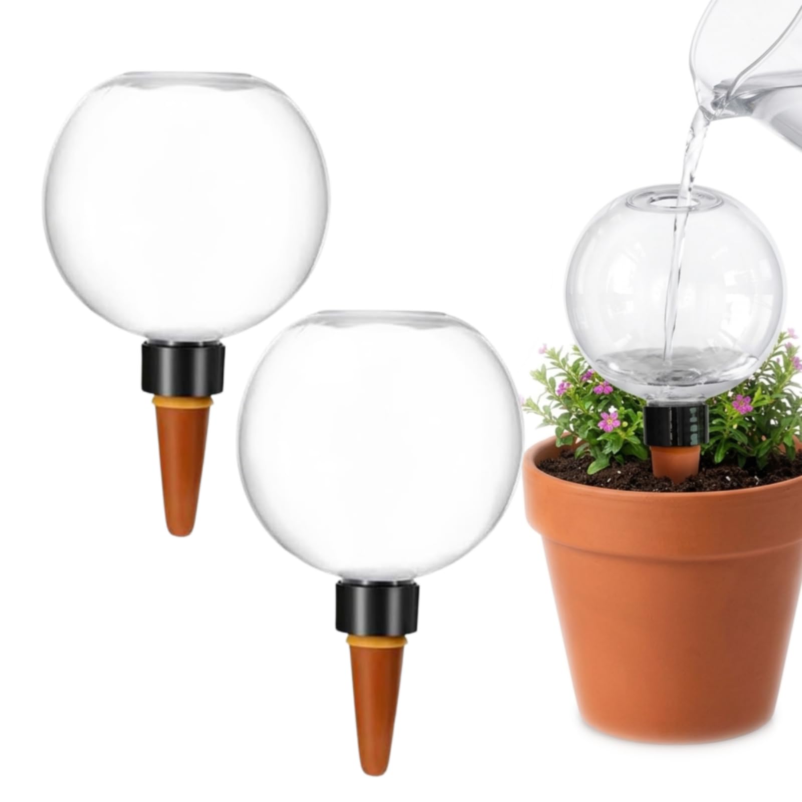 KARELLS Plant Watering Globes, 2PCS Watering Globes, 500ml Capacity Self Watering Plant Devices, Watering Globes for Indoor Plants, Slow Watering System, for Outdoor, Indoor