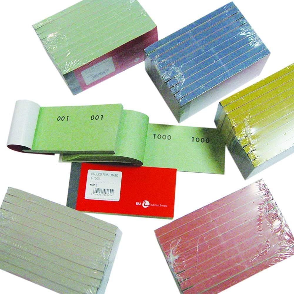 Blocchetti Numerati da 1 a 1000 13x6 cm Confezione 10 Blocchi Colorati Misti con Penna Touch