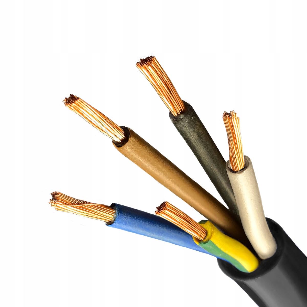 Hilark - Cavo a 5 fili, 2,5 mm2 H05RR-F, 5 x 2,5 mm2 (5 g2,5 mm2) (75 m, nero)