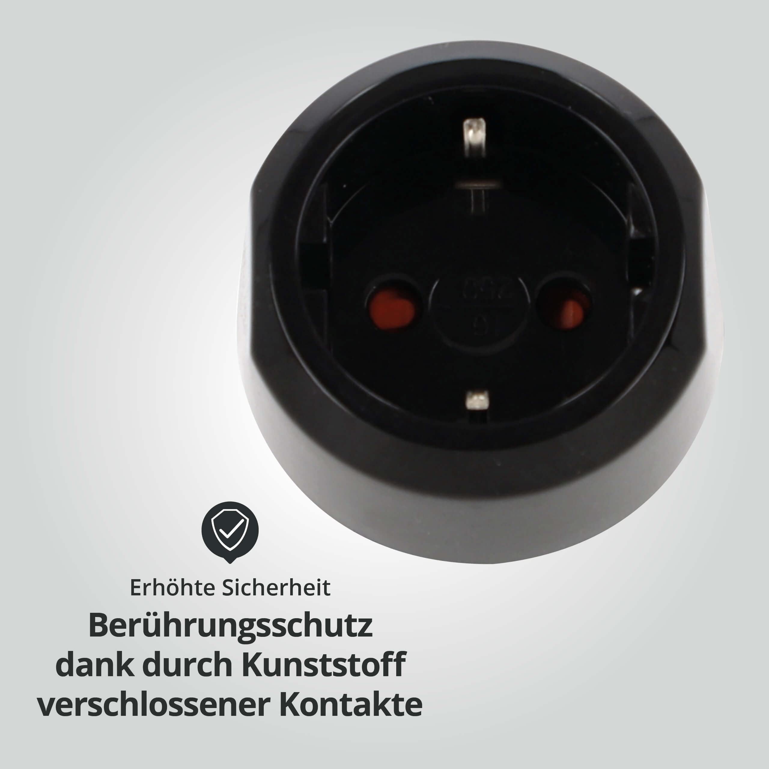 10er Set LED Universum Reiseadapter für Schutzkontakt-/Euro-Stecker (Typ F) auf Schweiz Liechtenstein Steckdose (Typ J) - schwarz | Reisestecker Steckdosenadapter 1508642