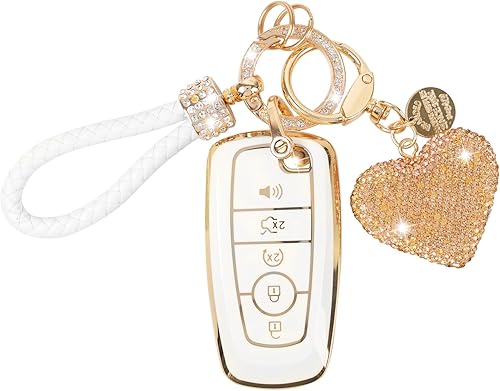 Funda para llavero, funda de TPU suave para llavero de coche con llaveros, BlancoDorado disponible en Yaxa Peru