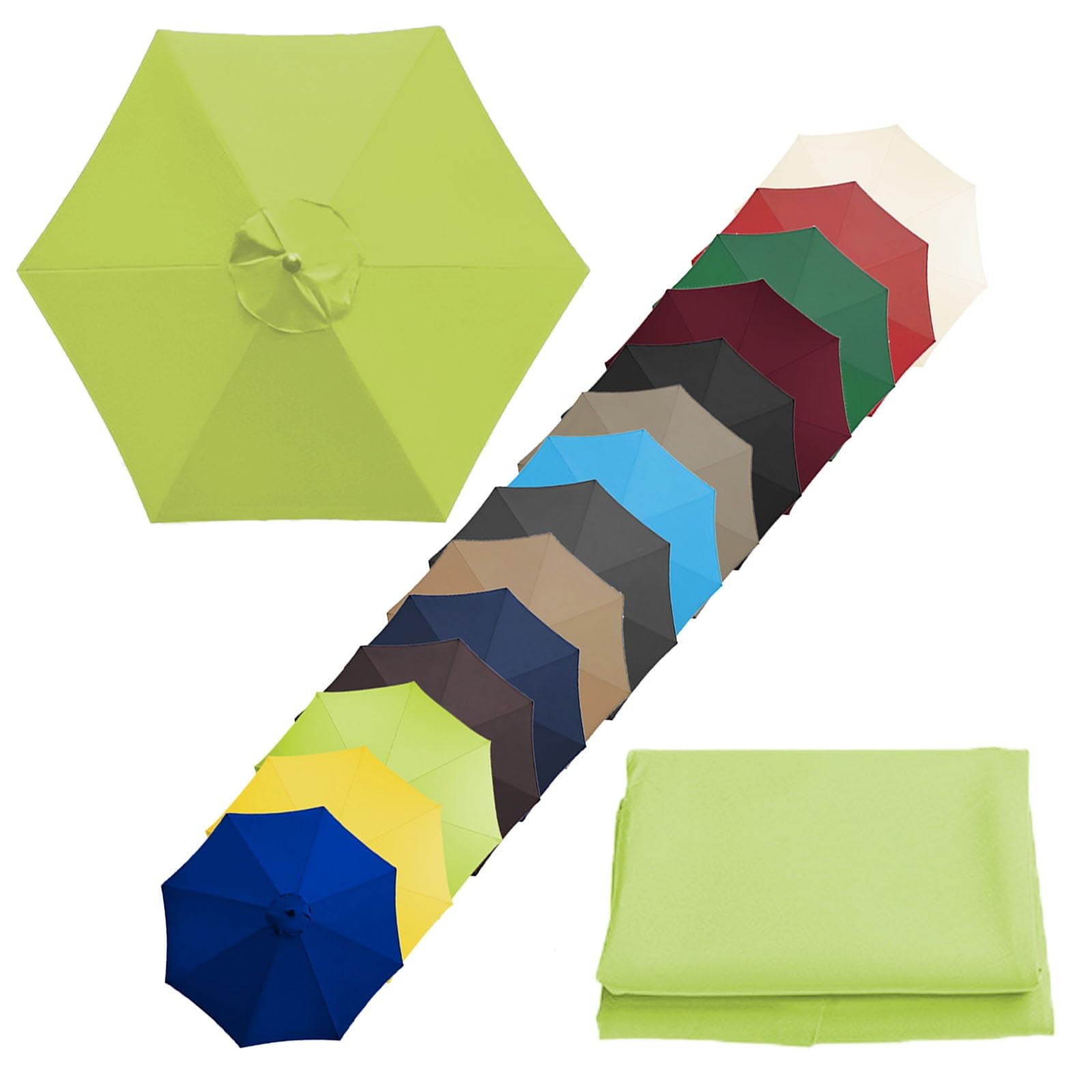 Replacement Canopy Top, Sun Umbrella Replacement Cloth 200cm/270cm/300cm+6 Arms/8 Arms Replacement Parasol Fabric Cover For Garden Umbrella(Color:Grass green,Size:8 ribs-2.7m(8.8ft)) — image 1