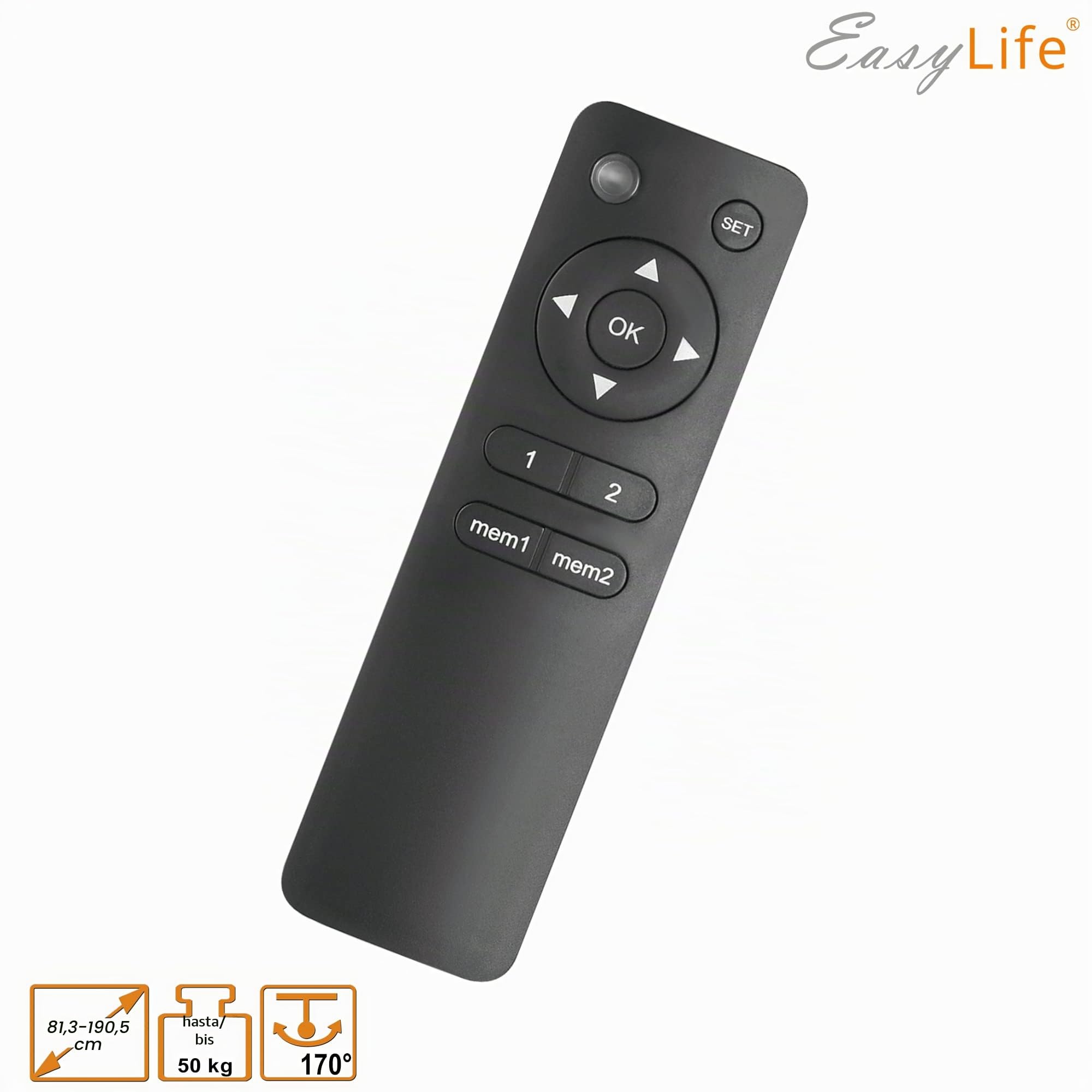 EasyLife Soporte de Pared para TV Eléctrico y Giratorio hasta 170°, Soporte VESA hasta 600×400 para TV LCD/OLED/Curvo, Monitores, Pantallas y Smartboards de 32 a 75 Pulgadas y hasta 50kg máx - Negro
