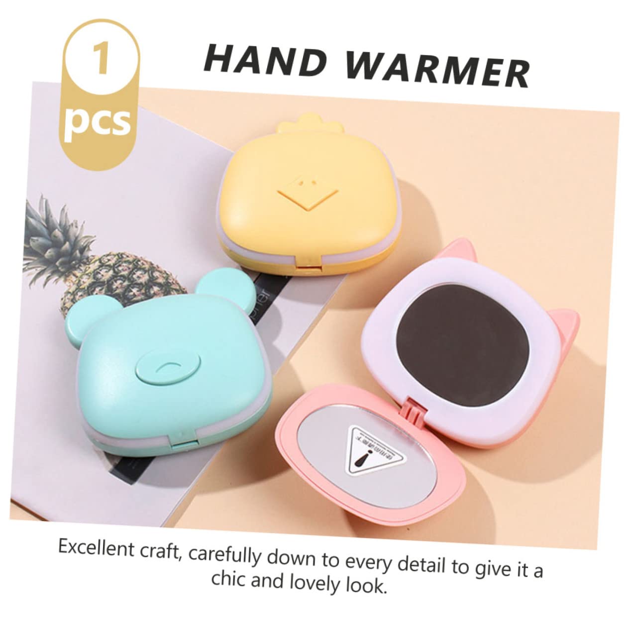 BESPORTBLE 8 Pièces Chauffe-Mains Chauffe-Main léger Main Rechargeable radiateur portatif Rechargeable chaufferette Main USB Portable Miroir de Dessin animé réchauffeur de Mains Abdos Yellow