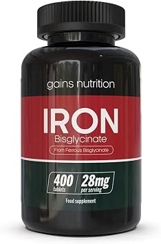 GN Iron Bisglycinate | 400 High Strength Iron Tablets Ferrous Bisglycinate - 14mg per Serving | Supplements for Women & Men | Non-GMO, Gluten & Allergen Free | Made in The UK