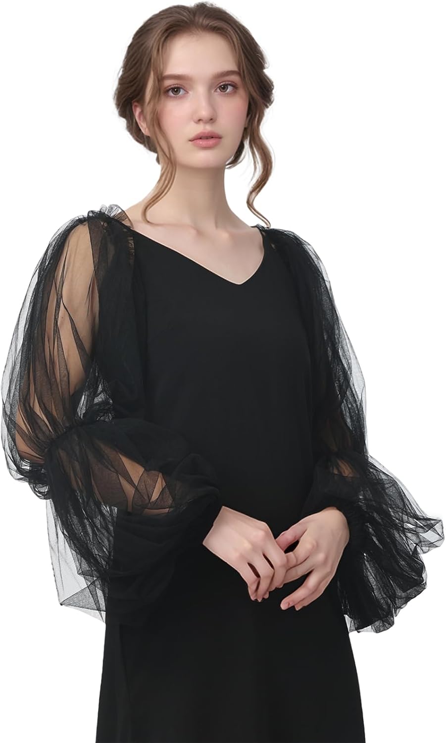 GRACEART Bridal Long Detachable Sleeves Sun Protection Elastic Shoulder Covers Strapless Wedding Dress accessories