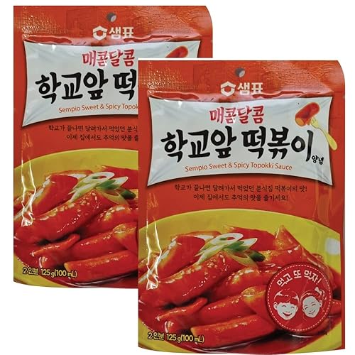 Comida coreana Topokki (tteokbokki) Salsa dulce y picante Ddeokbokki Salsa para pastel de arroz salteado , 4.41 oz x 2 unidades
