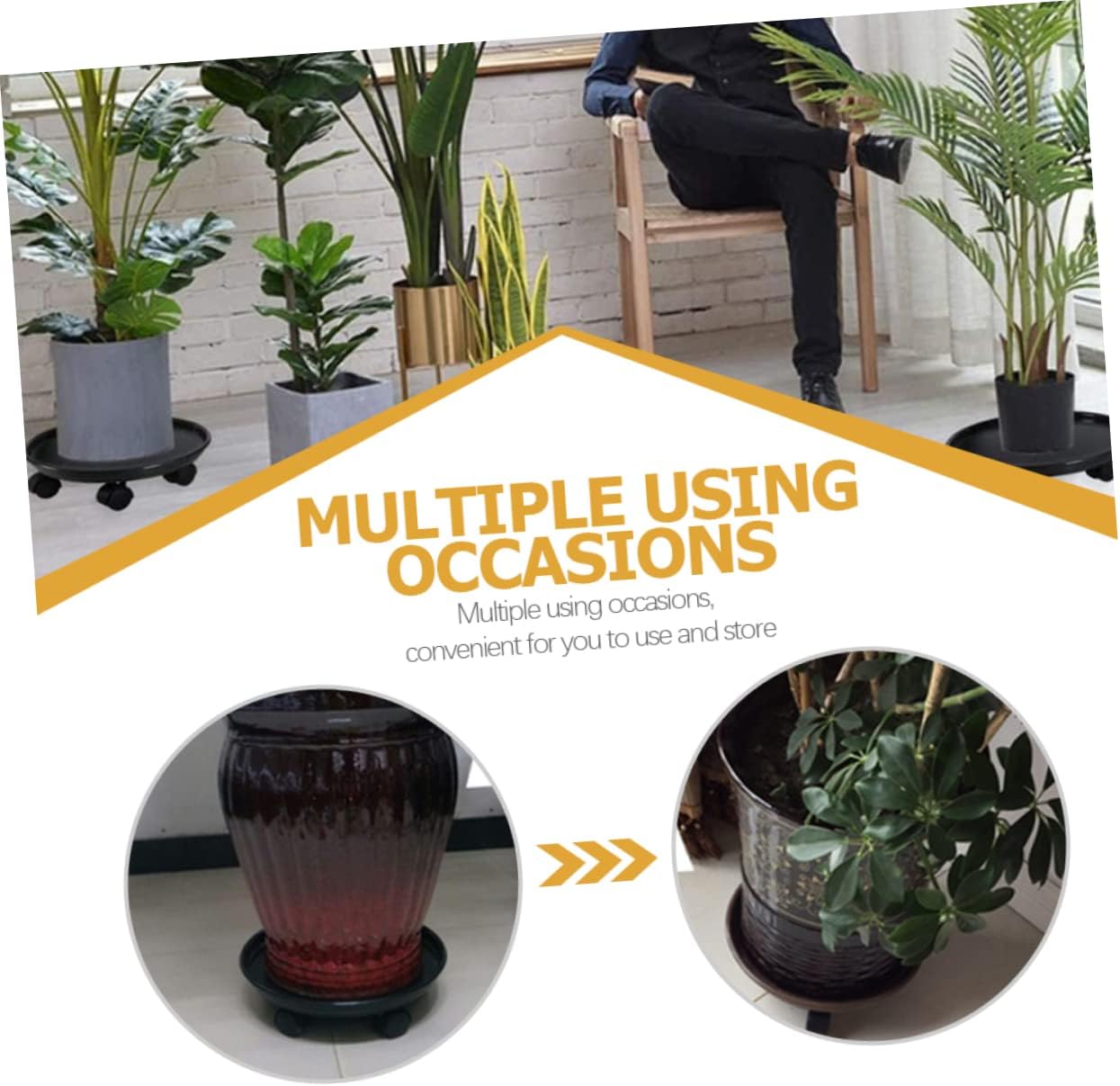 Rolling Plant Tray with Wheels Durable Flower Pot Saucer for Indoor and Outdoor Use Water-Resistant Base for Easy Mobility and Clean Spaces Diameter