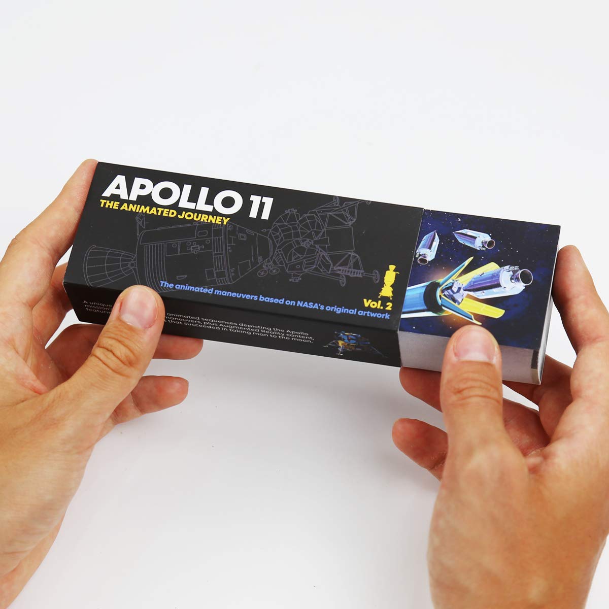 Flipboku Apollo 11: The Animated Journey - Vol 2 - cleveres Daumenkino mit 6 animierten Bildsequenzen der ersten Mondlandung - mit Augmented Reality 3D Modell der Mondlandefähre