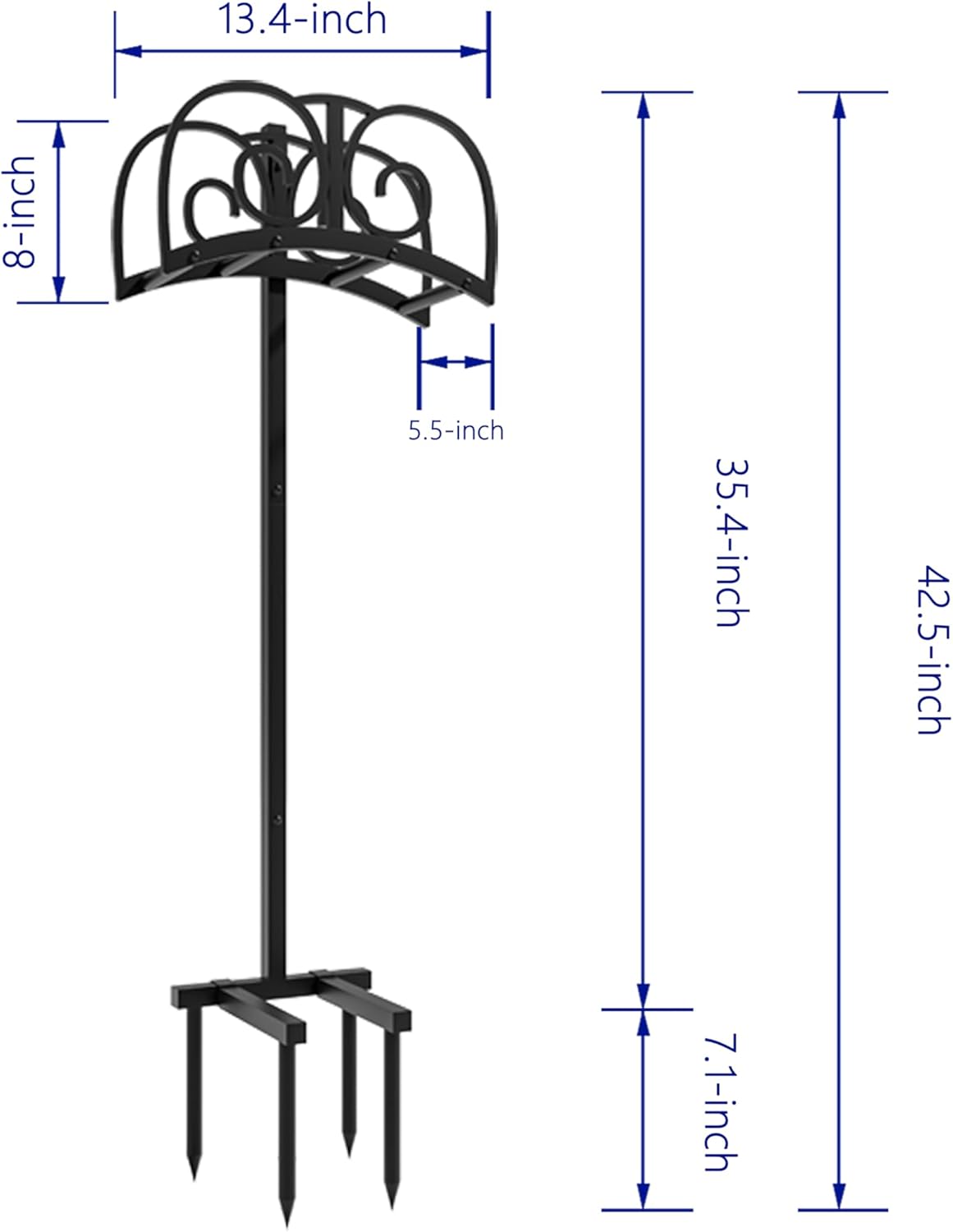 Upgraded Garden Hose Holder Stand with 4 Spikes - Heavy Duty Water Hose Reel, Hose Organizer, Holds 150ft Hose for Outside Yard Lawn, Black