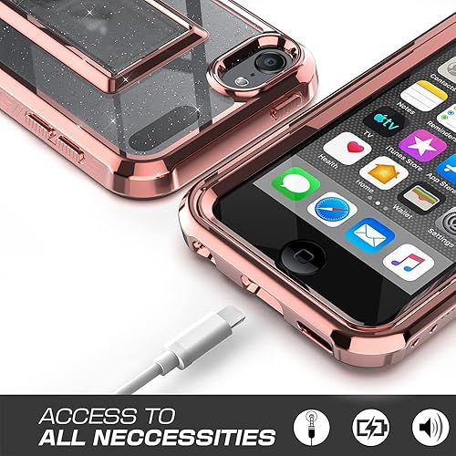 Miniatura 5 de Funda para iPod Touch de 7 generación con protector de pantalla integrado, resistente y delgado, a prueba de golpes, diseño chapado en oro rosa