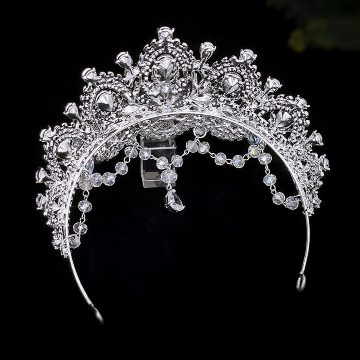 KALLORY Silver Rhinestone Bridal Crown Headband for Women, Zinc Alloy Tiaras Crown for Bridal with Shining Decorative Design, Fits Most Women for Weddings and Special Occasions