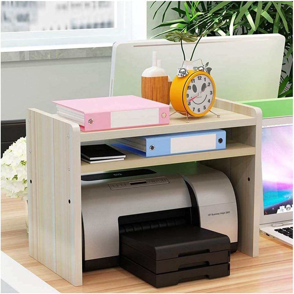 Exquisite Bathroom Shelves Wall Ledges,Printer Shelf,Shelf,Desktop Storage Rack,Office File Holder,Two-Layer Rack,Notebook Shelf(2-45.2X30X32Cm)