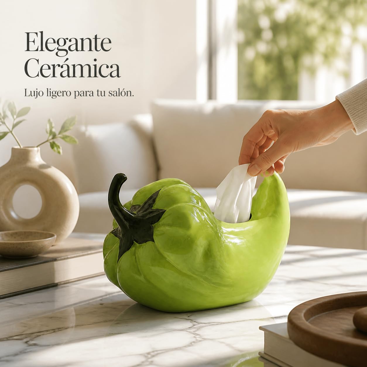 Scatola Portafazzoletti in Ceramica, Peperone verde piccante | Realizzato in ceramica, Porta fazzoletti decorato, Per ambienti eleganti, Per casalinghe moderne