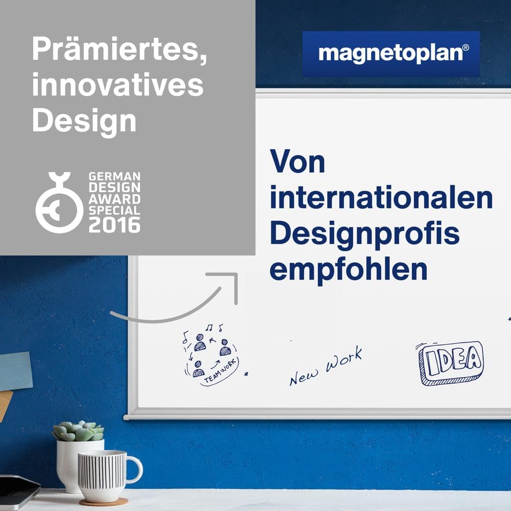 magnetoplan Design-Whiteboard SP | Magnettafel BxH 2000x1000 mm | Stabile, speziallackierte Stahloberfläche | Perfekte Schreibfläche | Bürobedarf | Memoboard für Büro- und Konferenzräume | Homeoffice