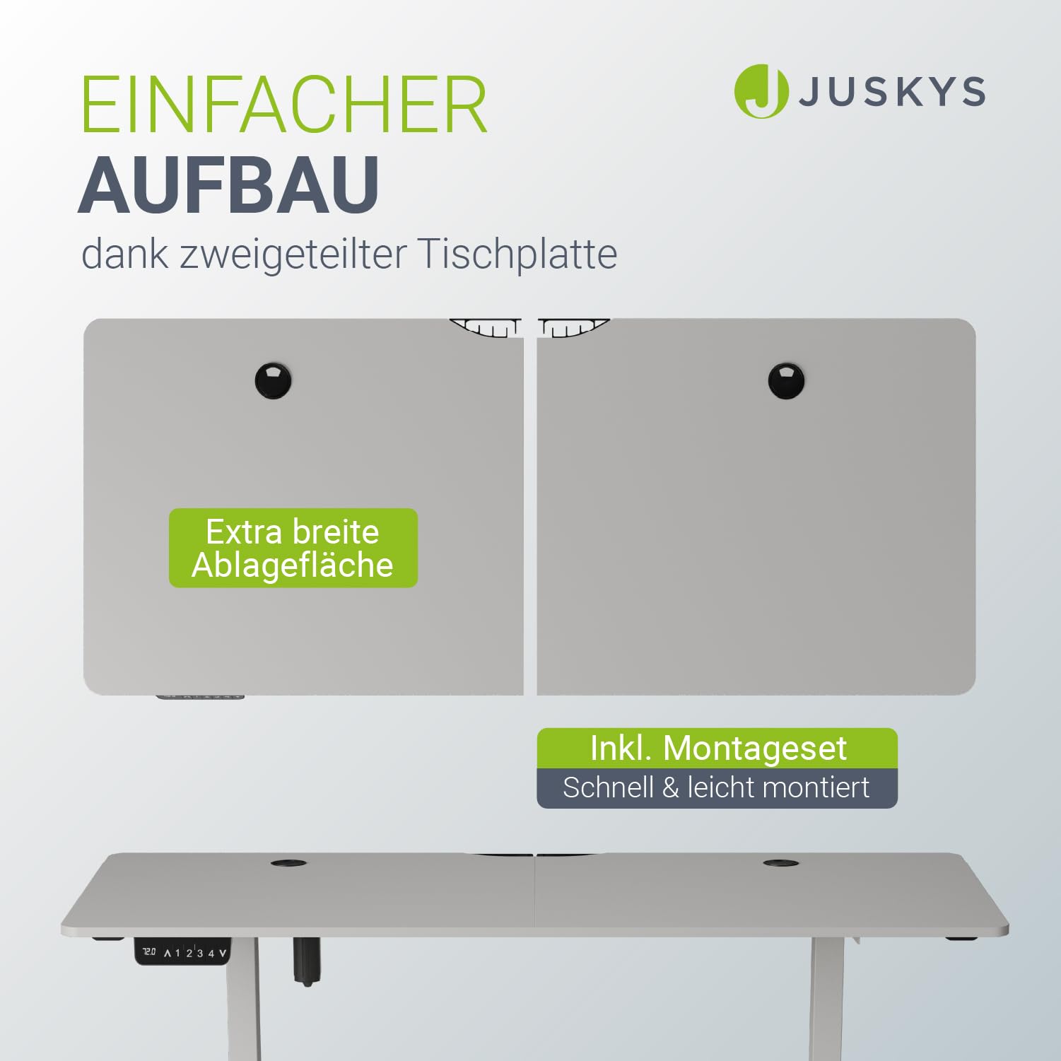 Juskys Höhenverstellbarer Schreibtisch 140x60cm - Elektrisch stufenlos verstellbar Bürotisch Sitz- & Stehtisch Speicherplatz Memory-Funktion - Weiß