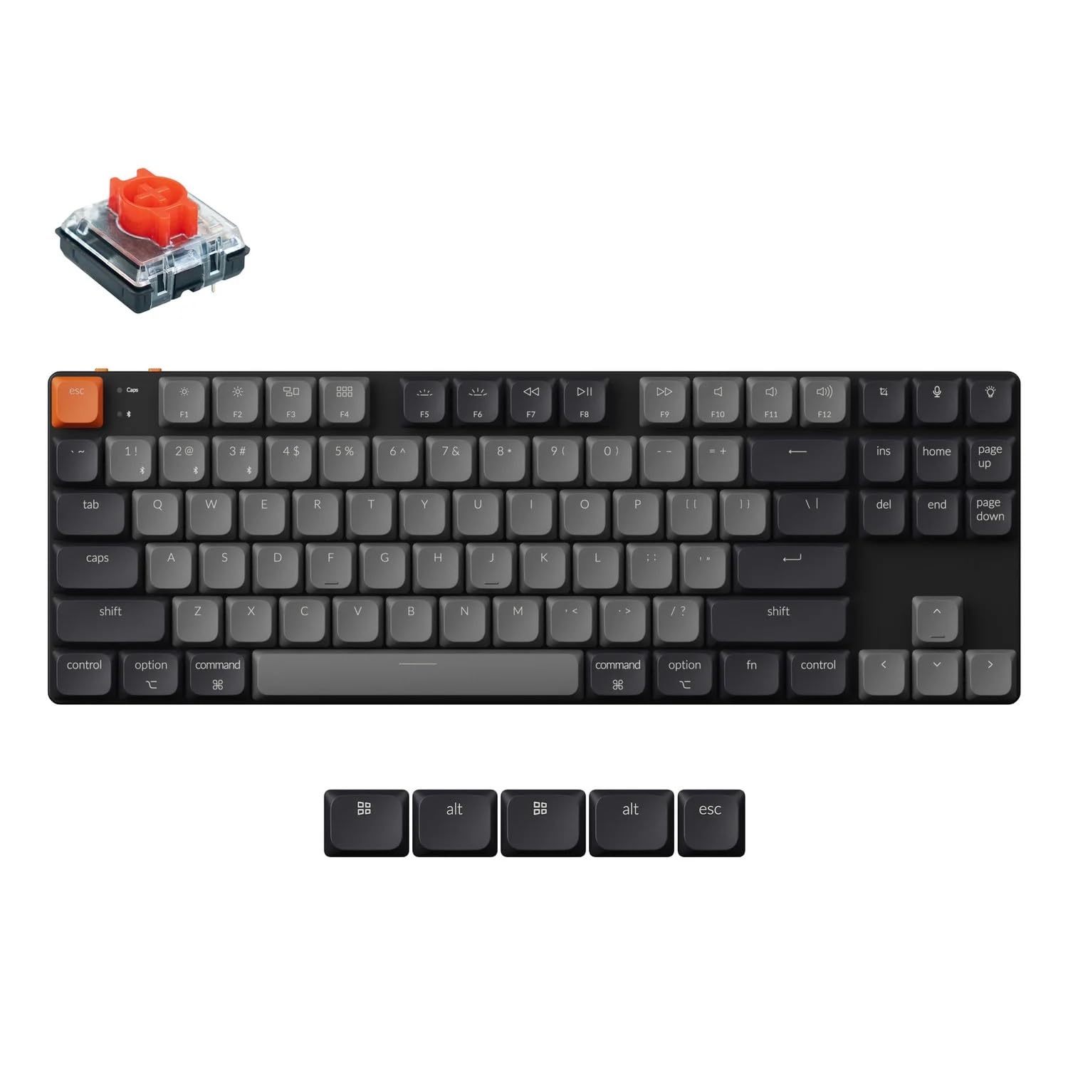 Keychron K1 Version 6 Tastiera meccanica wireless, Bluetooth/USB-C, RGB, Hot-swap, QMK/VIA Macro programmabili, PBT Keycaps, Per Mac Windows, Gateron 2.0 Red Switch