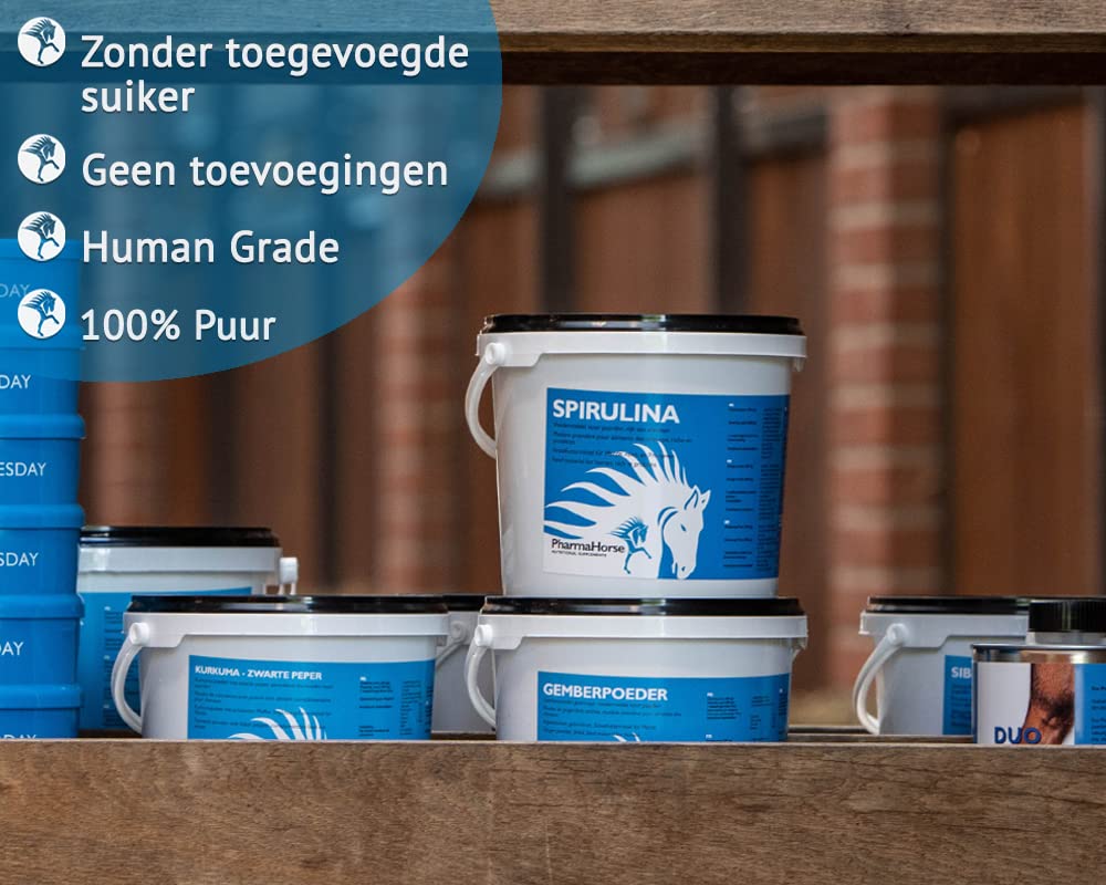 PharmaHorse Spirulina | Alghe essiccate | 100% Senza doping | 100% Senza zuccheri aggiunti | 1000 Grammi