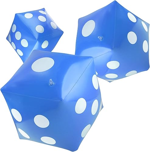 Paquete de 3 dados inflables gigantes gigantes, dados inflables grandes para juegos en la piscina, juguetes para fiestas (azul, 20 pulgadas)