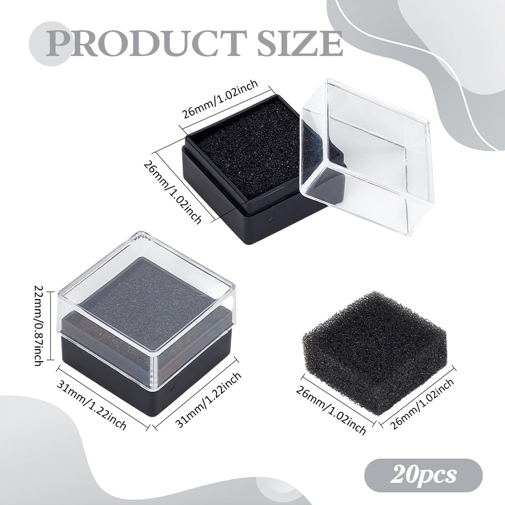 FINGERINSPIRE 20Pcs Clear Plastic Gift Box for Pin 1.22x1.22x0.87Inch Black Presentation Boxes for Badge Visible Window Case with Sponge Square Lapel Pin Presentation Display Case for Jewelry Brooch - Image 2