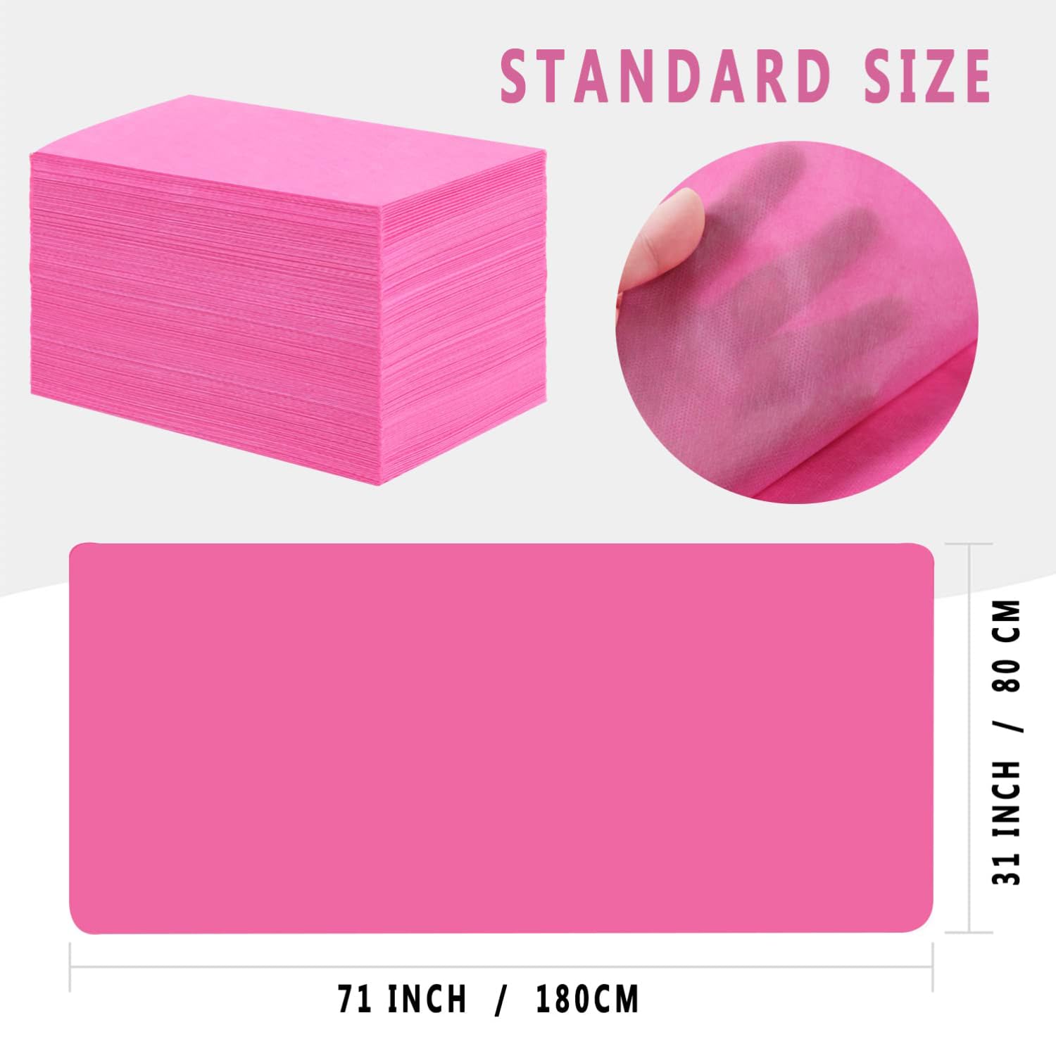 NEWFUN Sabanas Desechables Camilla Masaje，100pcs Sábanas Para Camillas No Tejidas，Sábana de Masaje Suave no Tejida，180x80cm，Adecuado Para Salones de Belleza，Spas，Masajes，Hoteles， Salones de Tatuaje