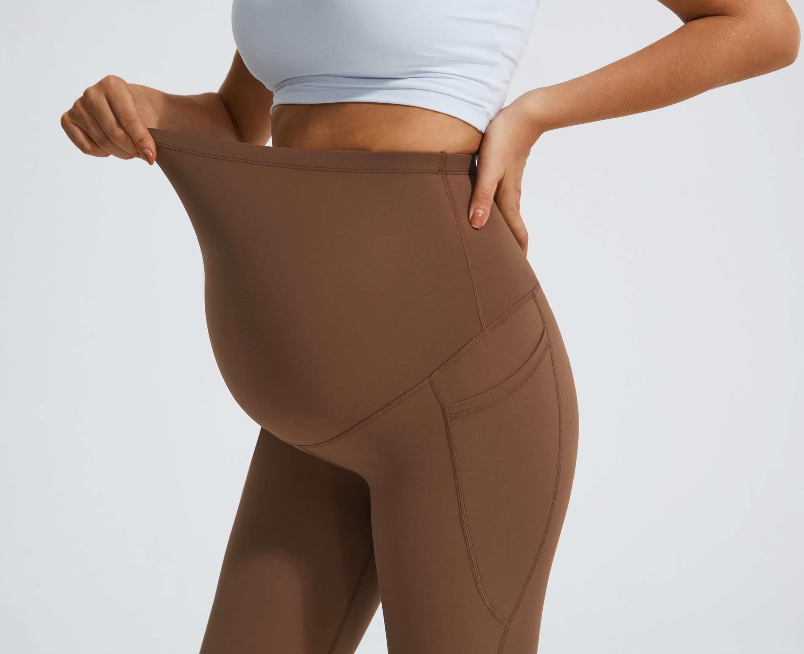 JOYSPELS Smooth Feeling Flare Umstandsleggings über dem Bauch mit Taschen, weiche Bootcut-Schwangerschafts-Yogahose
