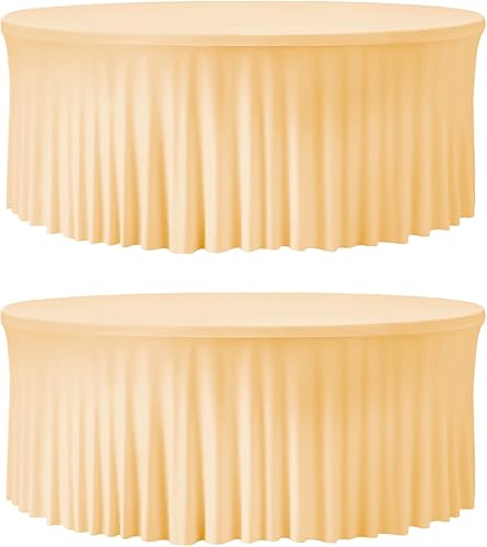 Miniatura 127 de Mantel redondo de 60 pulgadas blanco con borde elástico – Mantel ajustado sin arrugas y lavable para mesa redonda de 5 pies, mantel reutilizable