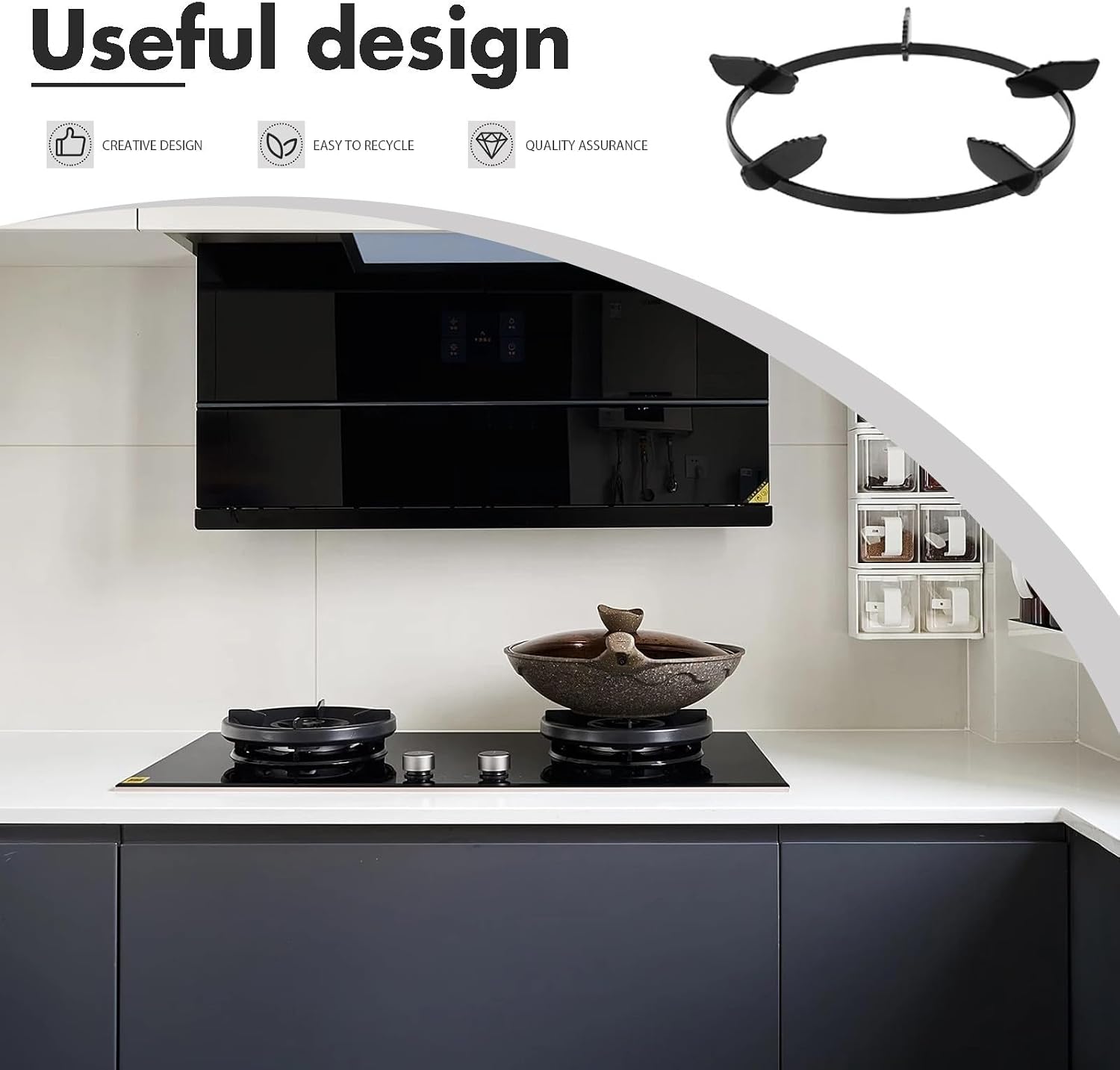 Iron Wok Holder Ring for Gas Stove, 22.6 Inch Black Burner