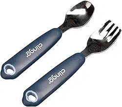 Clingo Kit Talher Infantil Inox com Estojo/Kit Alimentação Lancheira Colher e Garfo, Azul
