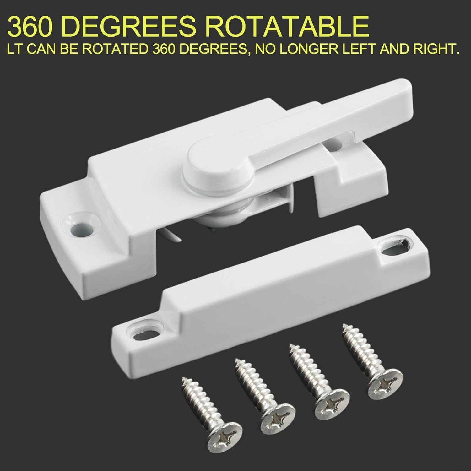 Zinc Alloy Sliding Window Lock Vertical Sash Latch with Cam Hook and Anti Lift Security Studs for Double Hung White Casement Catch Hardware (Left)