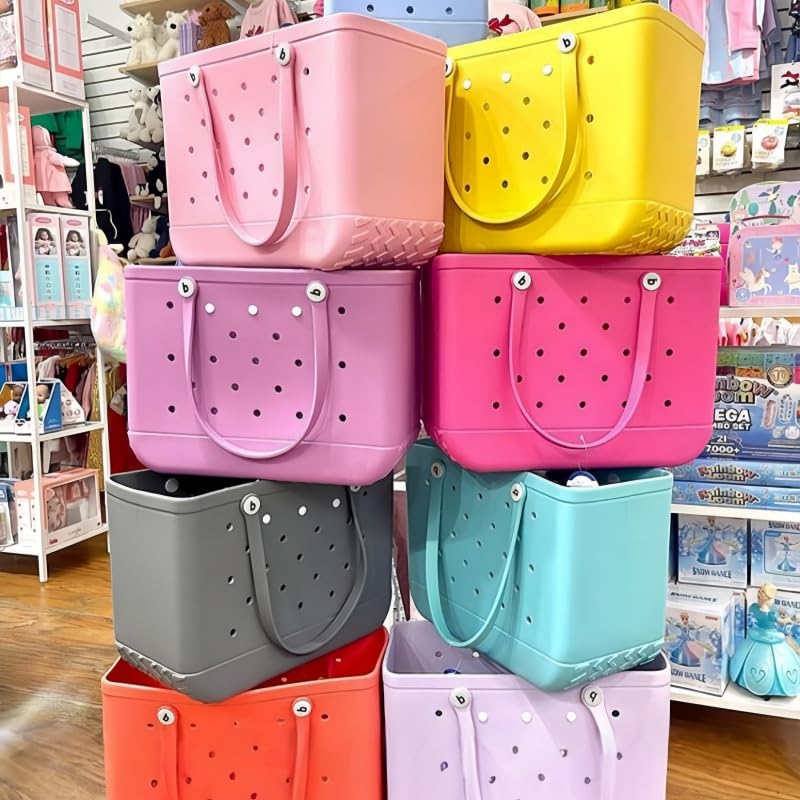 Bolsa Playa, Bolso Playa Mujer Bolsos de playa de moda M/L/XL, cestas de almacenamiento impermeables de goma EVA, bolso de compras de viaje, bolso de hombro for mujer, bolso de mano de color sólido(Bl