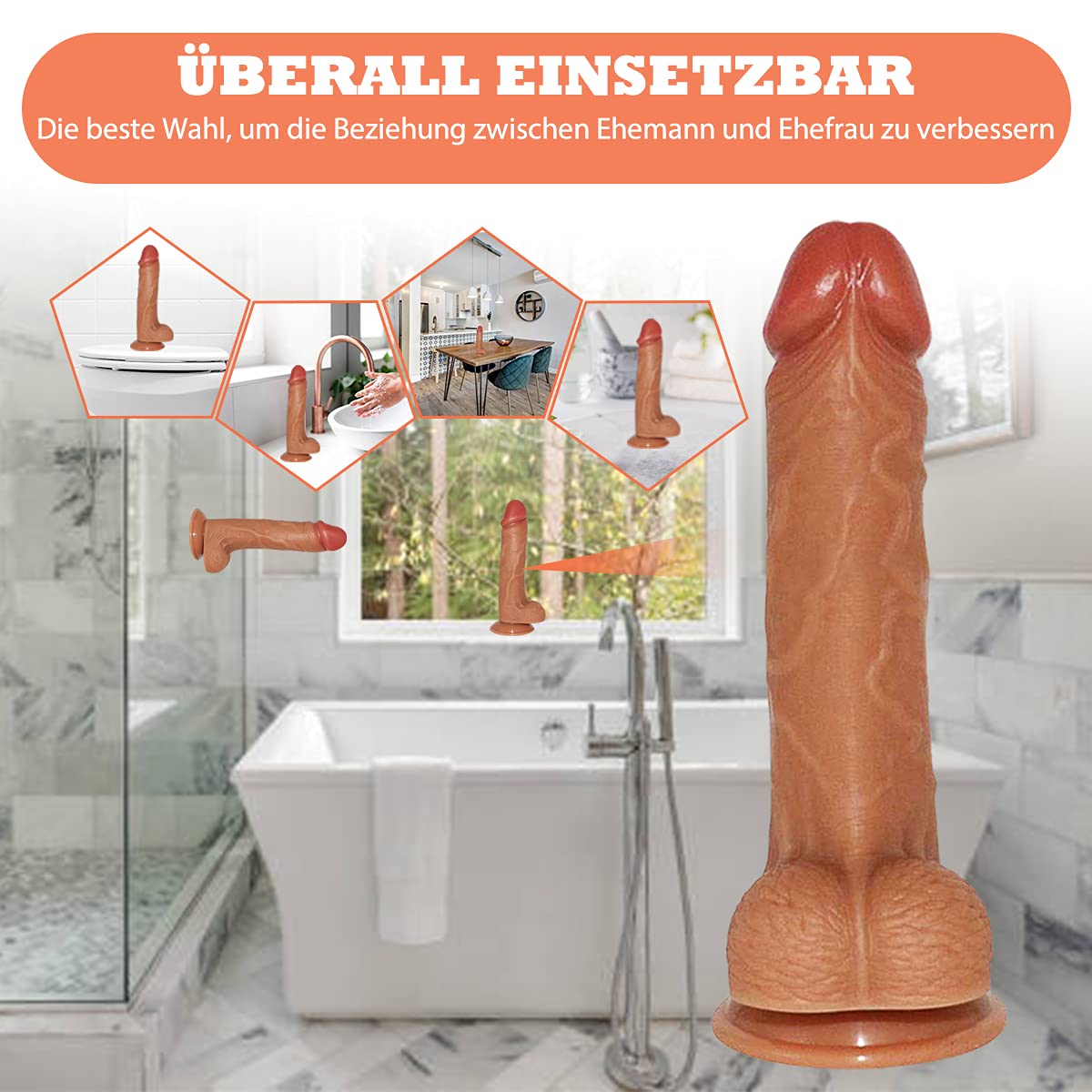 Godemichet réaliste avec ventouse - Gode réaliste - Pour les débutants - Jouet sexuel avec godemichet anal en silicone - Gode réaliste