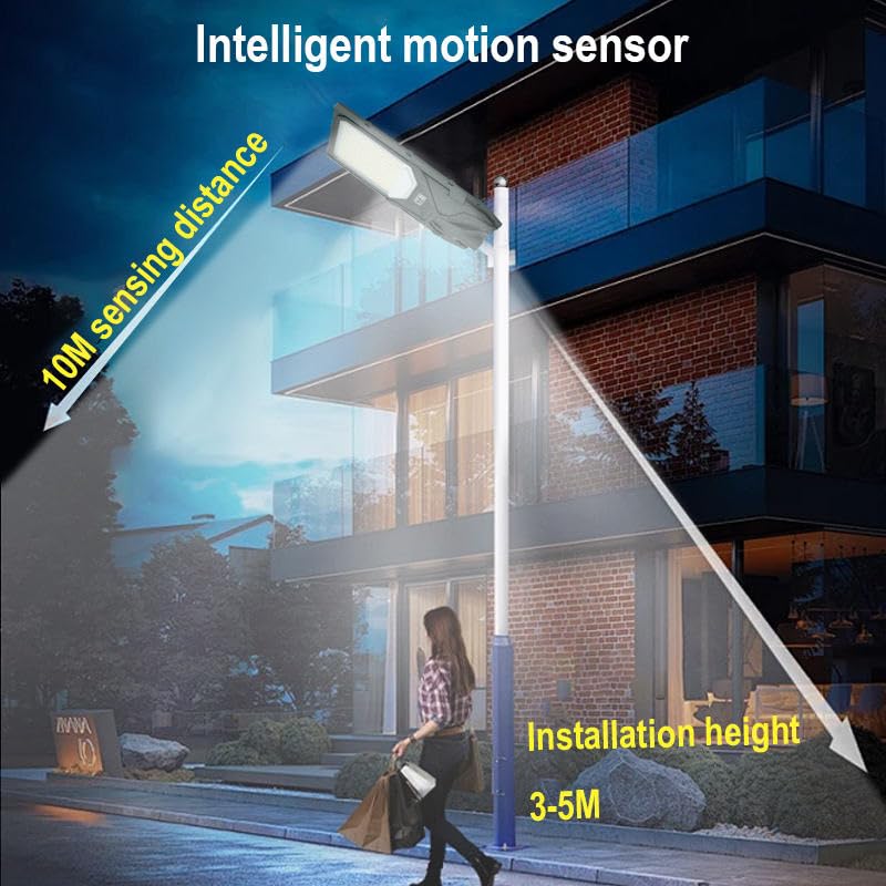 Image of Epyz 100 Watt Solar Street Light Outdoor with Remote and Motion Sensor and Dusk to Dawn for Garden, Street, Lawn [ 120LED, 22000mAh, Pack of 1, Cold White Light ]