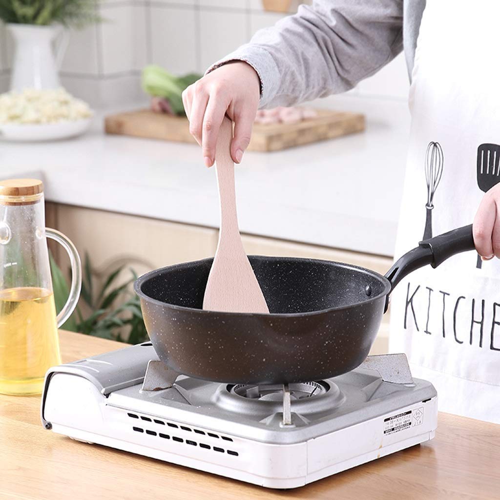 Wok z pokrywką, Wok - Patelnie do mieszania z czerwoną powłoką ceramiczną Crackle, Patelnia Wok z płaskim dnem, Wok kompatybilny z indukcją Nonstick