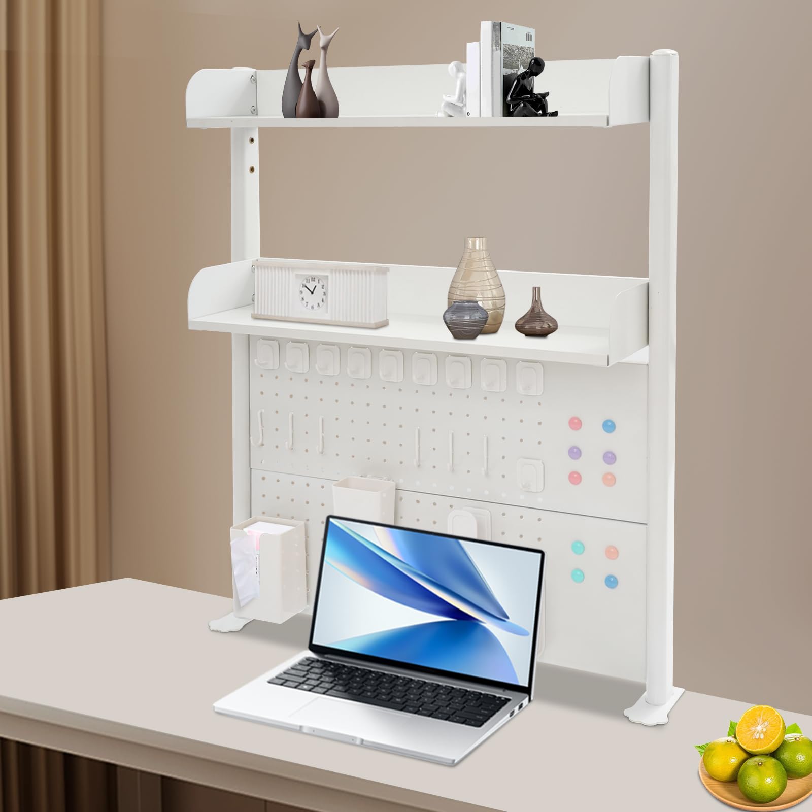 Klemmbare Schreibtisch-stecktafel-Regal, Bücherregal 3 Ebenen Büro Computer Schreibtisch Zubehör Organizer für Büro, Gaming, Zuhause, 80Lx95H cm