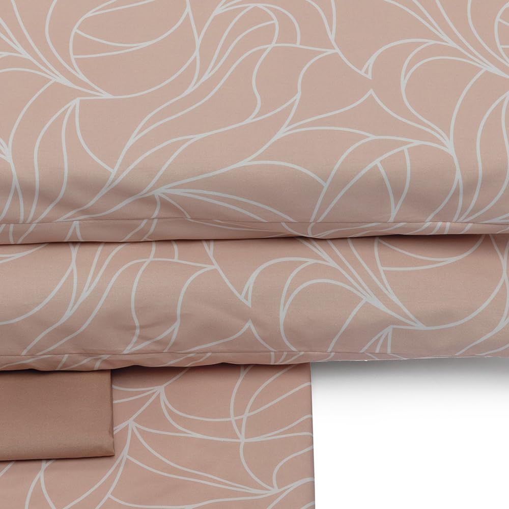 Foppapedretti Notte & Natura 2P Double Bed Set, Top Sheet, Fitted Sheet and 2 Pillowcases; Onda Pesca 100% Cotton, Made in Italy - Image 2