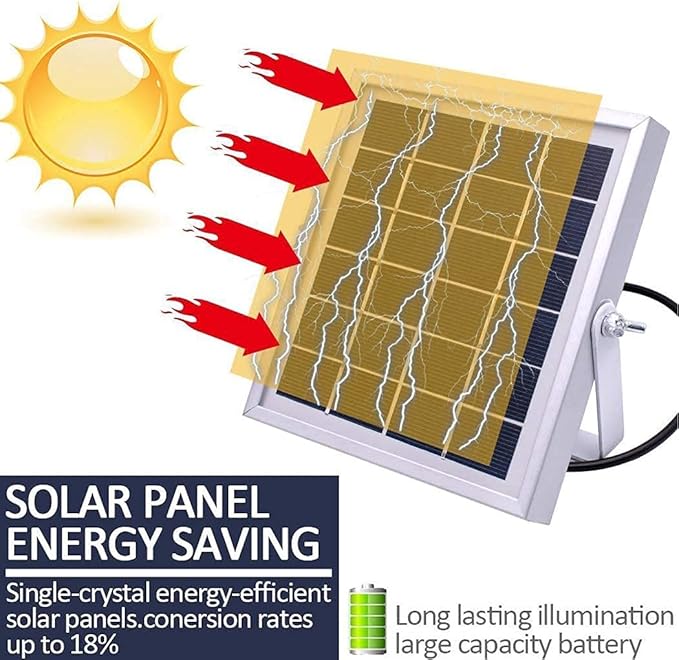 Generic 10w Solar Powered Floodlight Remote Control Solar Garden Street Light 180° Rotatable Support Ip65 Waterproof Design Outdoor Patio Wall lamp for Garage Swimming Pool Pond Terrac photo 3