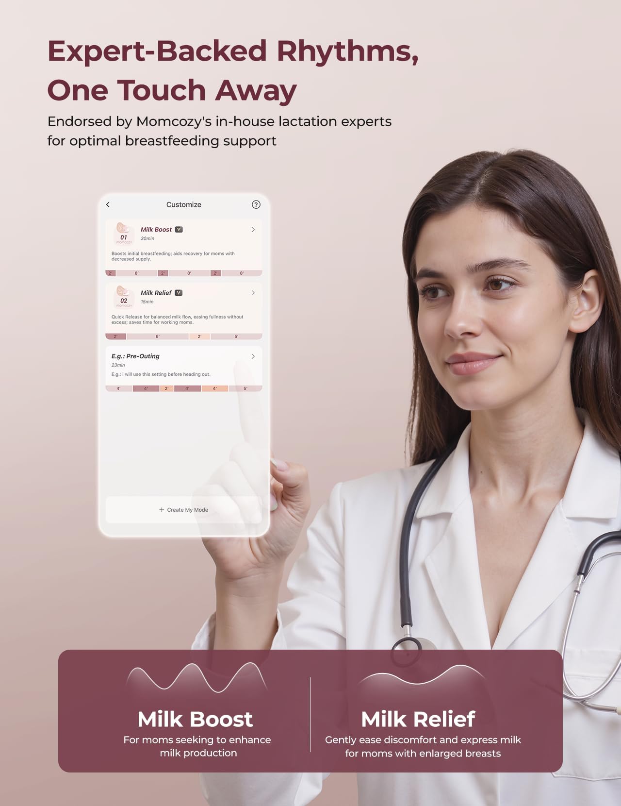 Momcozy Mobile Flow Laktator | Ulepszony, elektryczny i sterowany aplikacją M9, wiele trybów i 15 poziomów, przenośny laktator 24 mm
