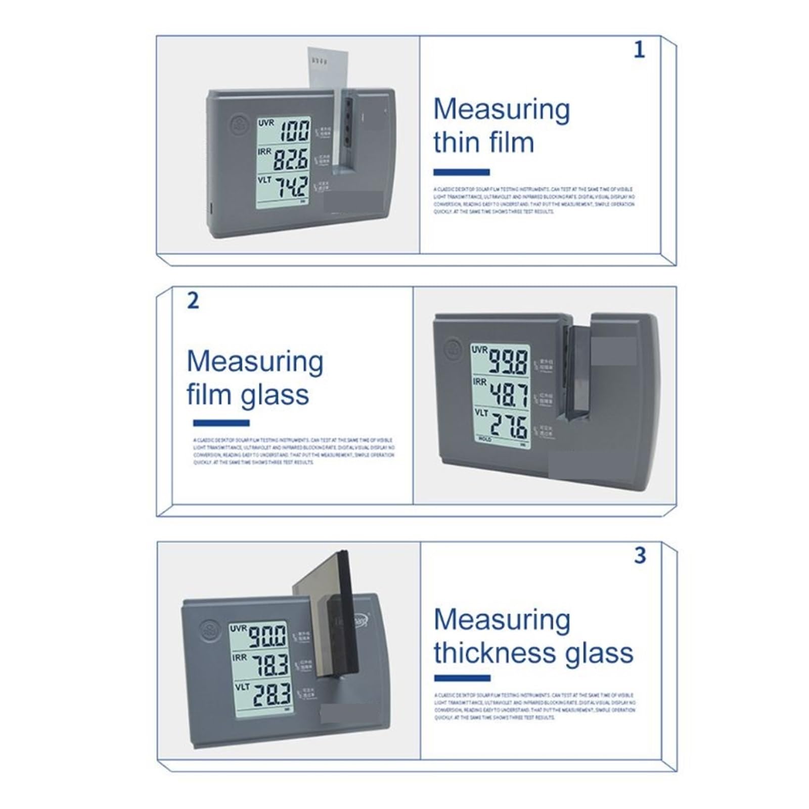 Fenstertönungsmessgerät, Solarfolien-Transmissionsmessgerät, VLT UV-Unterdrückungstester LS101 Tönungs-Solarfolien-Transmissionsmessgerät Hohe Präzision