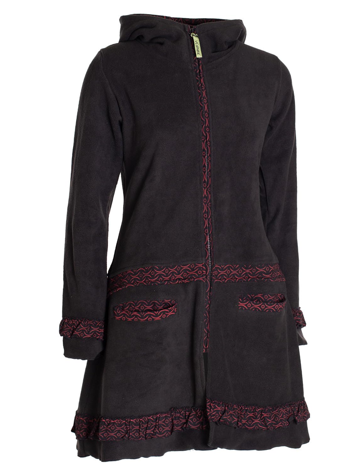 Vishes - Alternative Bekleidung - Damen lange Fleecejacke Fleecemantel Übergangsjacke ECO-Fleece