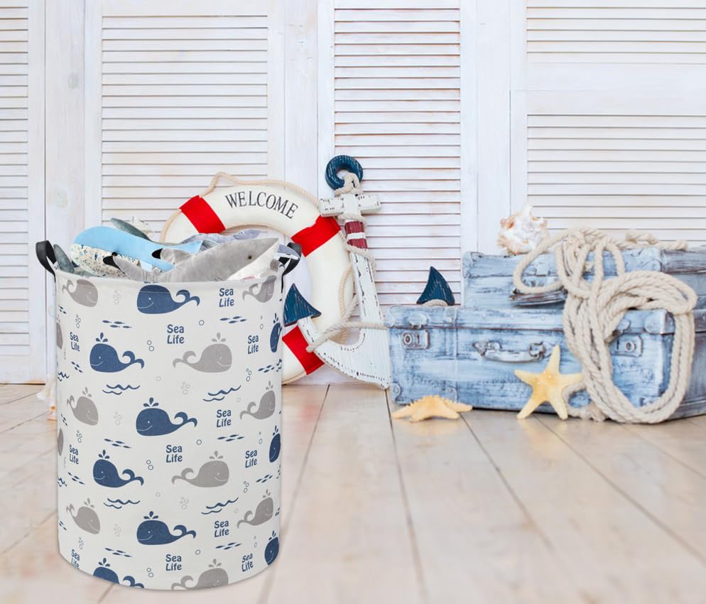 Image of Kids Laundry Basket Baby Hamper Whale Toy Storage Bin for Boys Room Decor for Bedroom Bathroom(Whale)