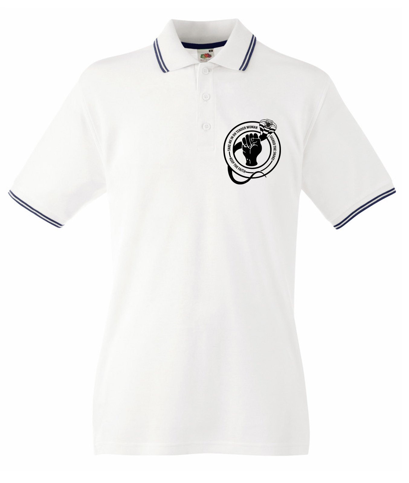The Snake Northern Soul Keep The Faith Men's Contrast Polo T-Shirt (Small, White)