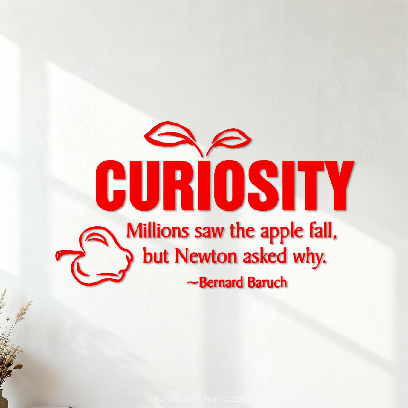 Vinyl Wall Stickers Curiosity Inspirational Motivational Quotes Apple Monochrome 42x75.5cm Art Mural Painting Red
