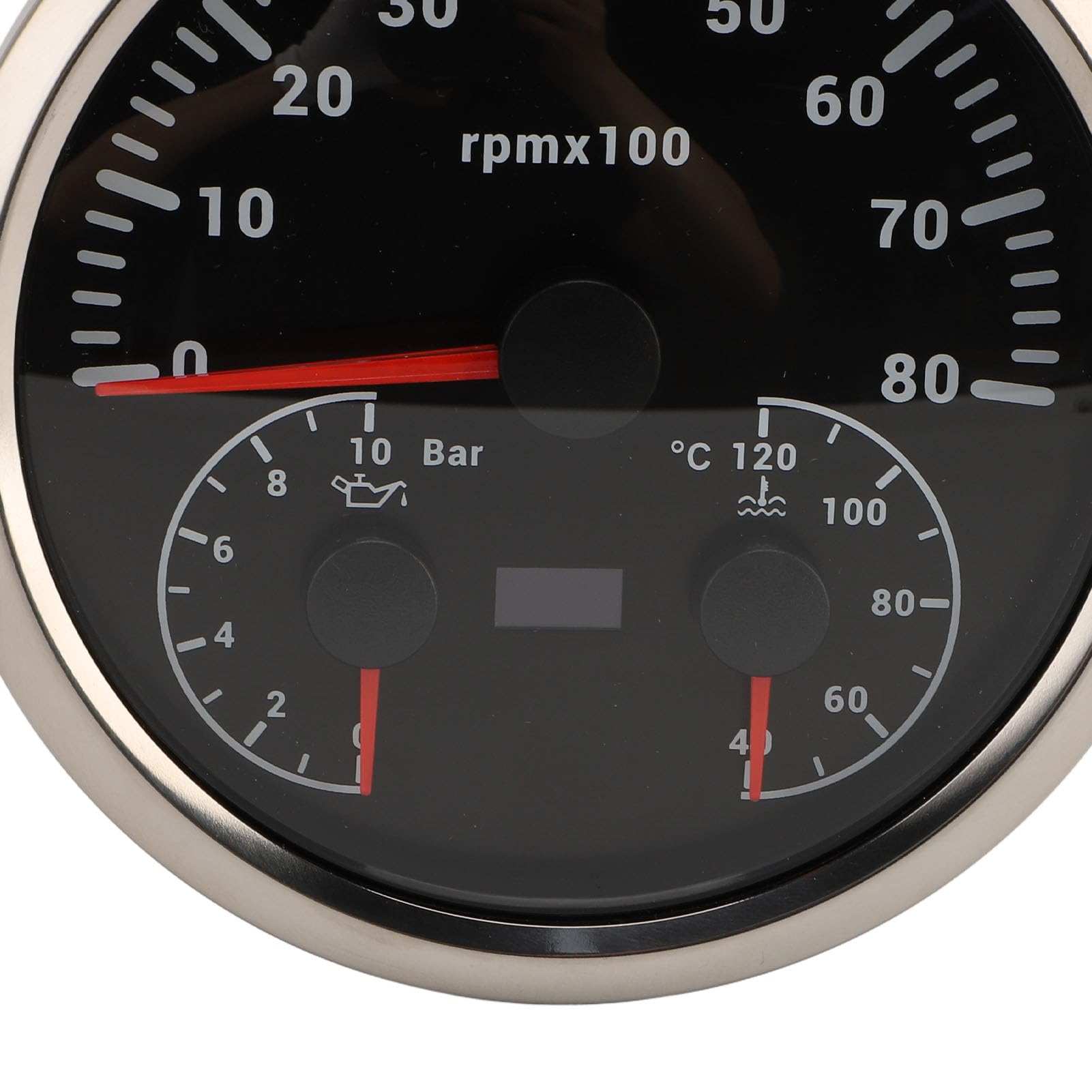 Dilwe Tacómetro Eléctrico 3 en 1, Tacómetro de Metal, Presión de Aceite, Medidor de Temperatura del Agua, 8000 RPM, 0 a 10 Bar, 104 a 248 ℉, 7 Colores Retroiluminados para RV, Yate, Camión, Barco