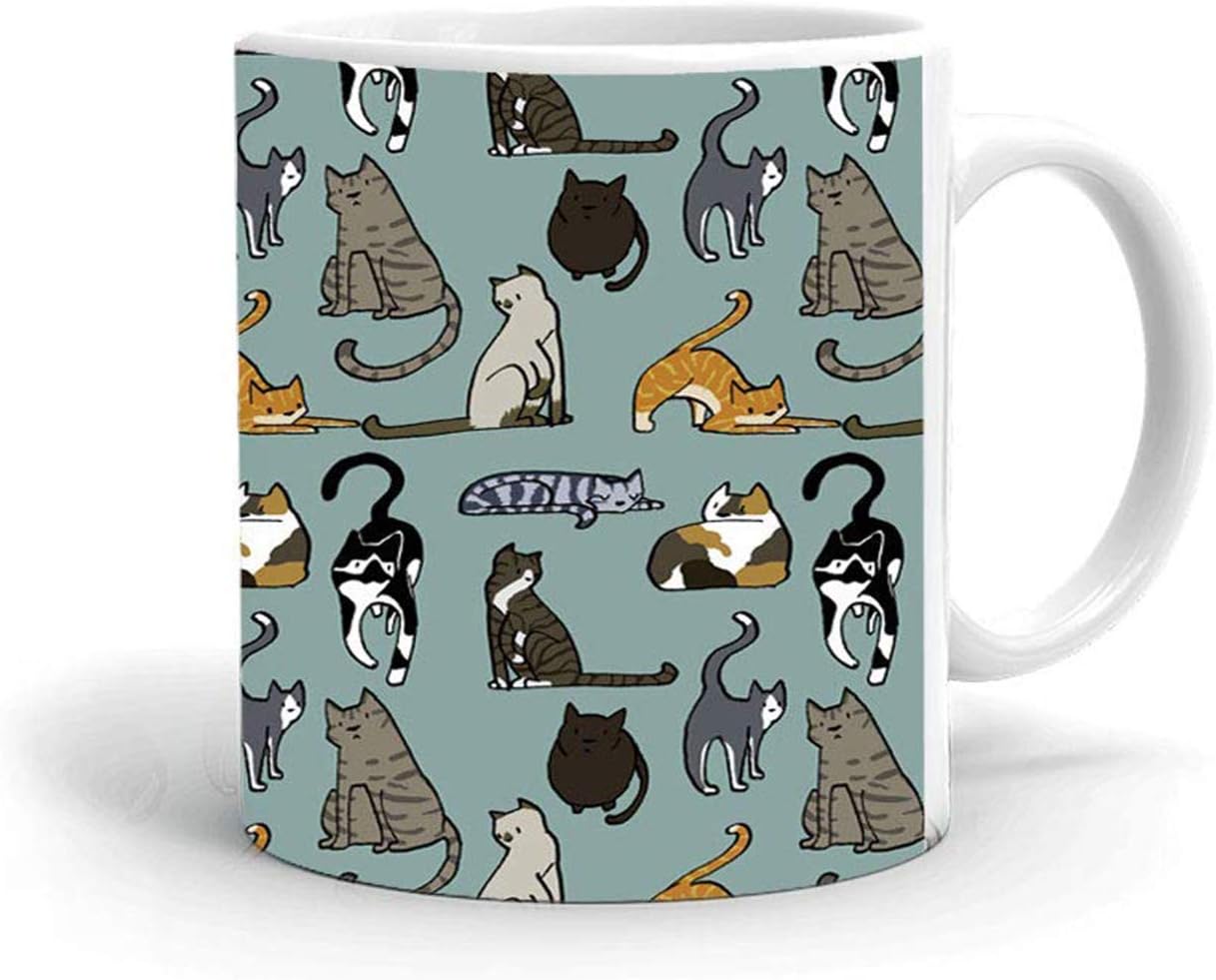 SCPmarts Cat Theme Coffee Mug- 11Oz Printed Cat Coffee Mug for Girls on Birthday